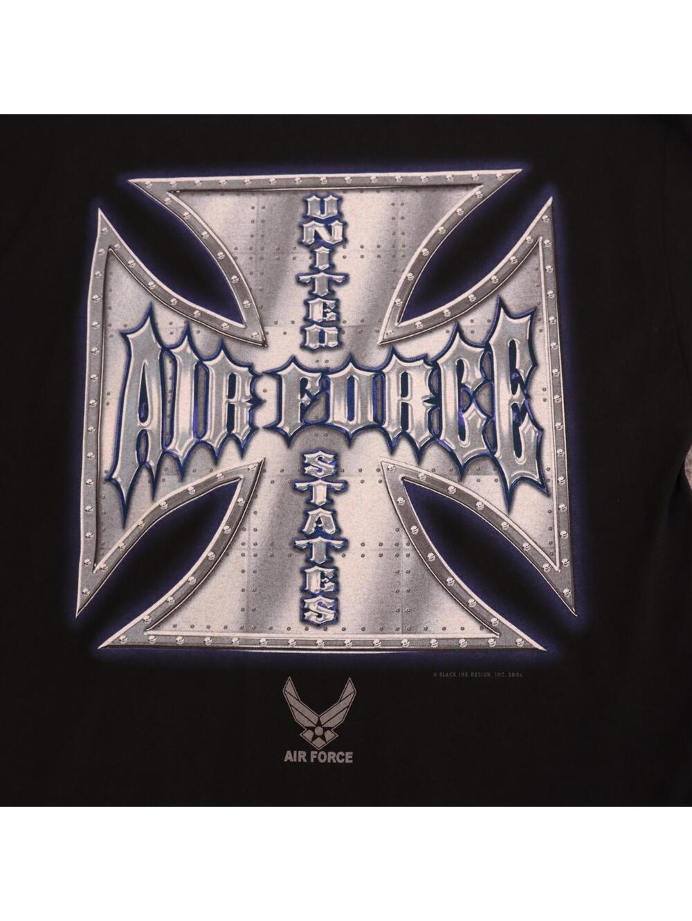 Vtg Air Force Shirt Medium Iron Cross USAF 2004 Black Ink
